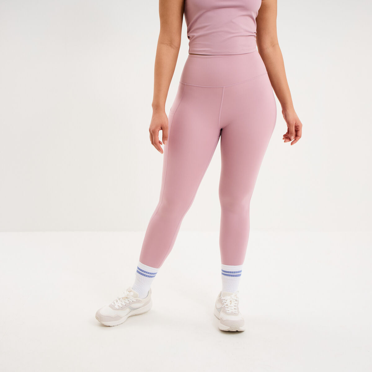Legging de sport taille haute mauve femme