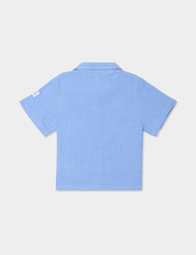 Ensemble pyjama short chemise gaze coton bleu lavande bébé garçon