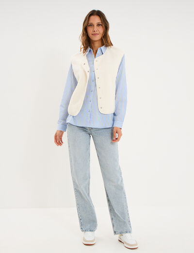 Veste sans manches effet polaire ecru femme
