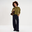 Pantalon large taille haute milano bleu marine femme