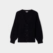 Gilet boutonné à col en V noir femme grande taille