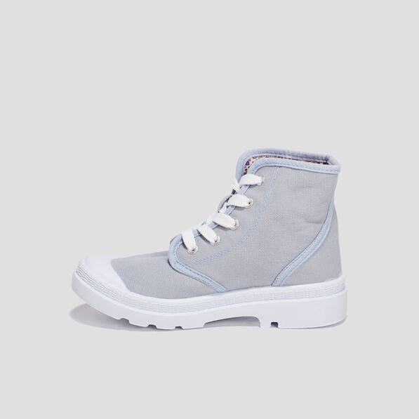 baskets montantes crantees en toile bleu fille Baskets montantes crantées en toile bleu fille