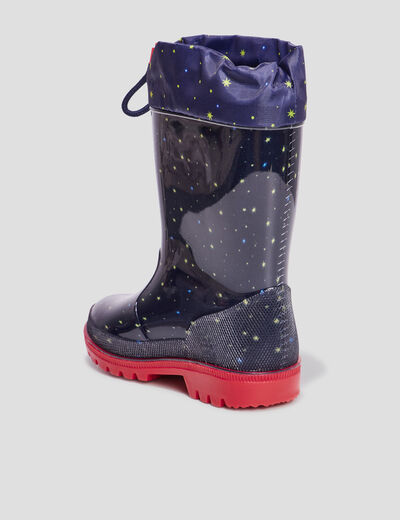 Bottes de pluie haut &agrave; coulisse bleu marine gar&ccedil;on