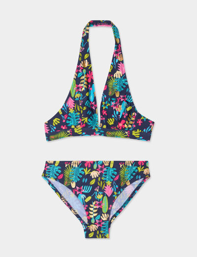 Maillot de bain 2 pièces bleu marine fille