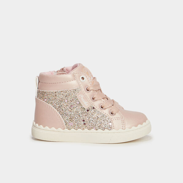 baskets montantes zippees creeks rose clair bebef Baskets montantes zippées Creeks rose clair bébé fille