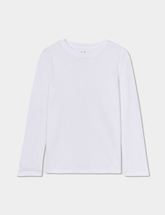 T-shirt manches longues blanc gar&ccedil;on