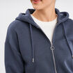 Sweat zippé à capuche court bleu gris femme