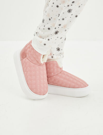 Chaussons bottines à plateformes rose femme