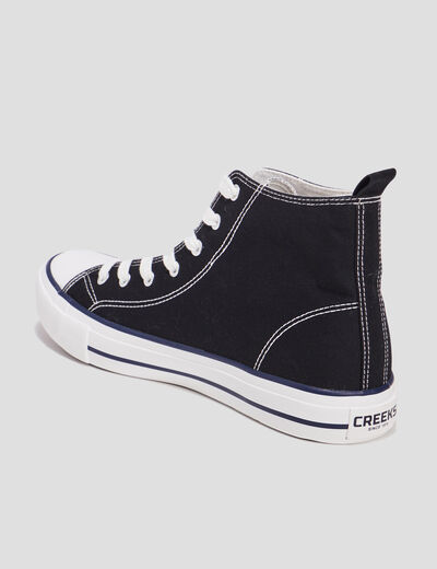 Baskets à lacets montantes en toile noir homme