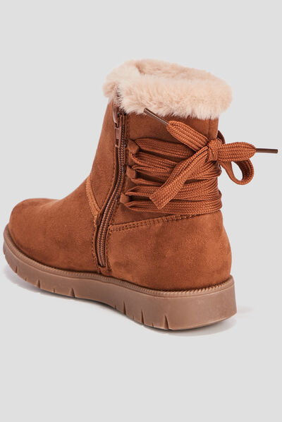 Bottines fourrées zippées camel fille