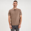 Polo col zipp&eacute; manches courtes coton marron homme