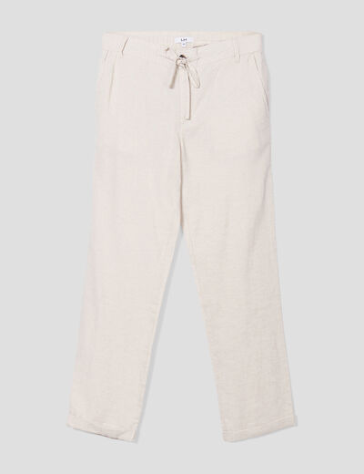 Pantalon chino droit lin majoritaire gris clair homme