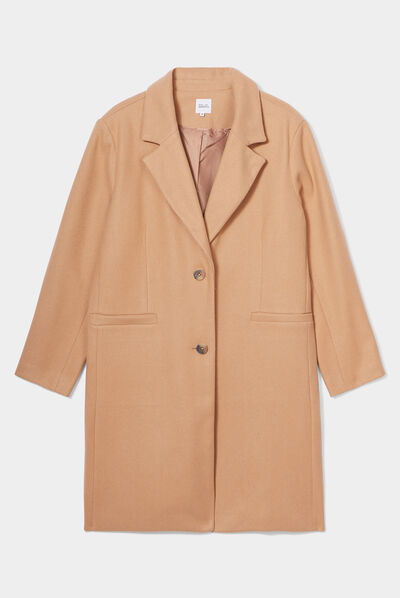 Manteau long boutonné marron clair femme grande taille