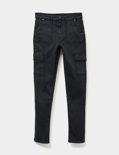 Pantalon cargo skinny 7/8ème Liberto noir femme