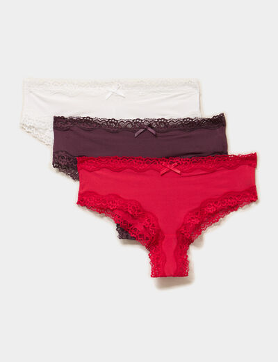 Lot 3 culottes hipster rouge femme