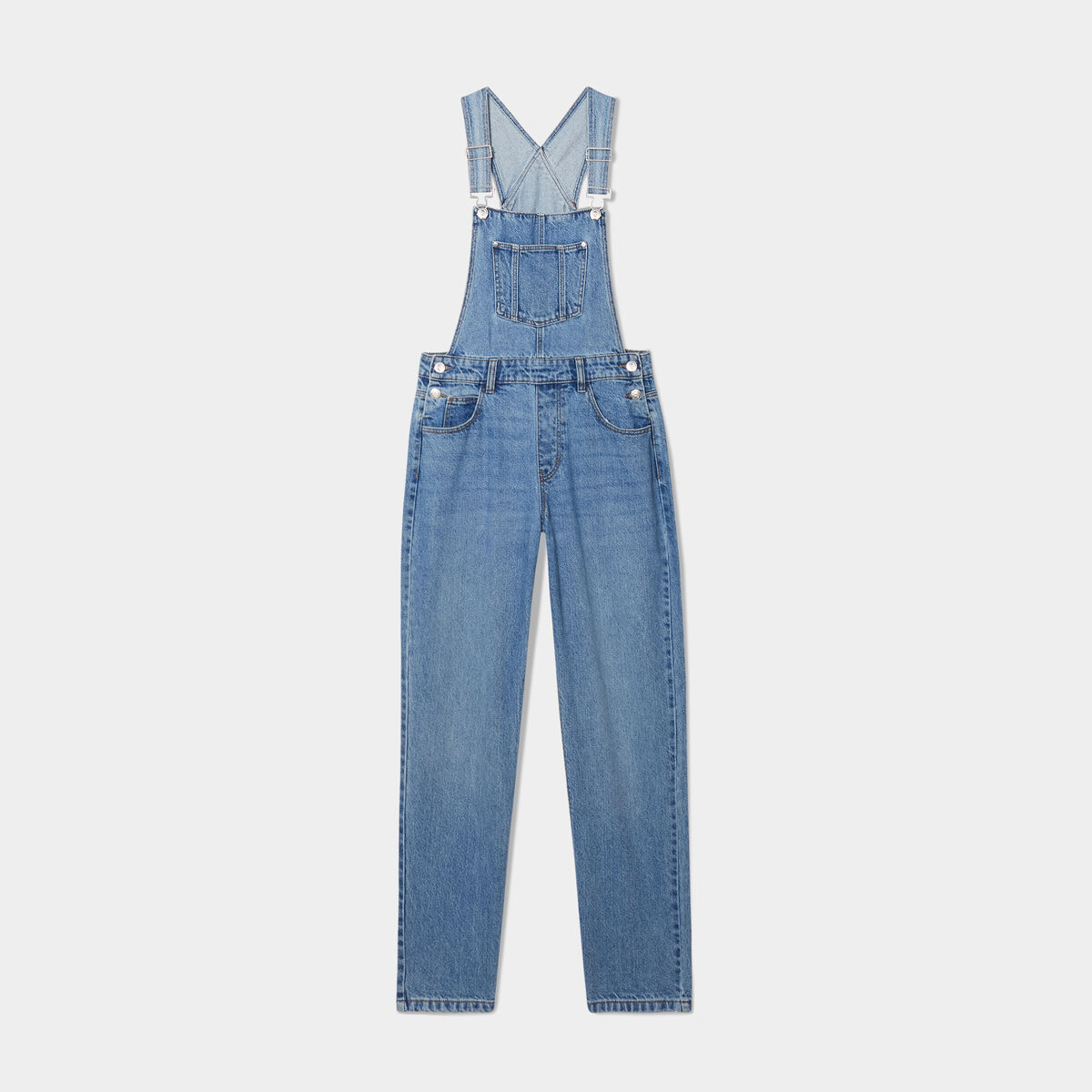 Salopette en jean mom boutonnée denim double stone femme