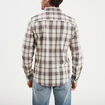 Chemise droite manches retroussées beige homme