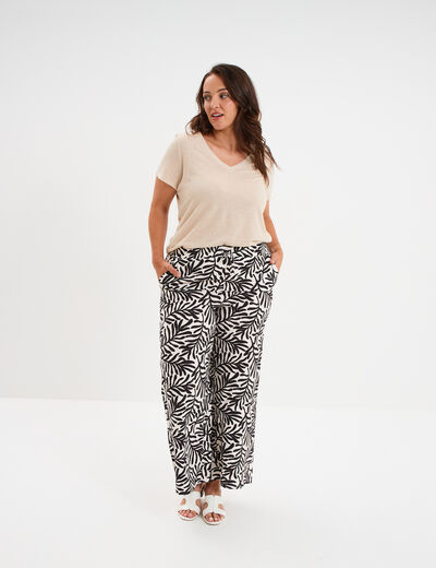 Pantalon large fluide blanc femme grande taille