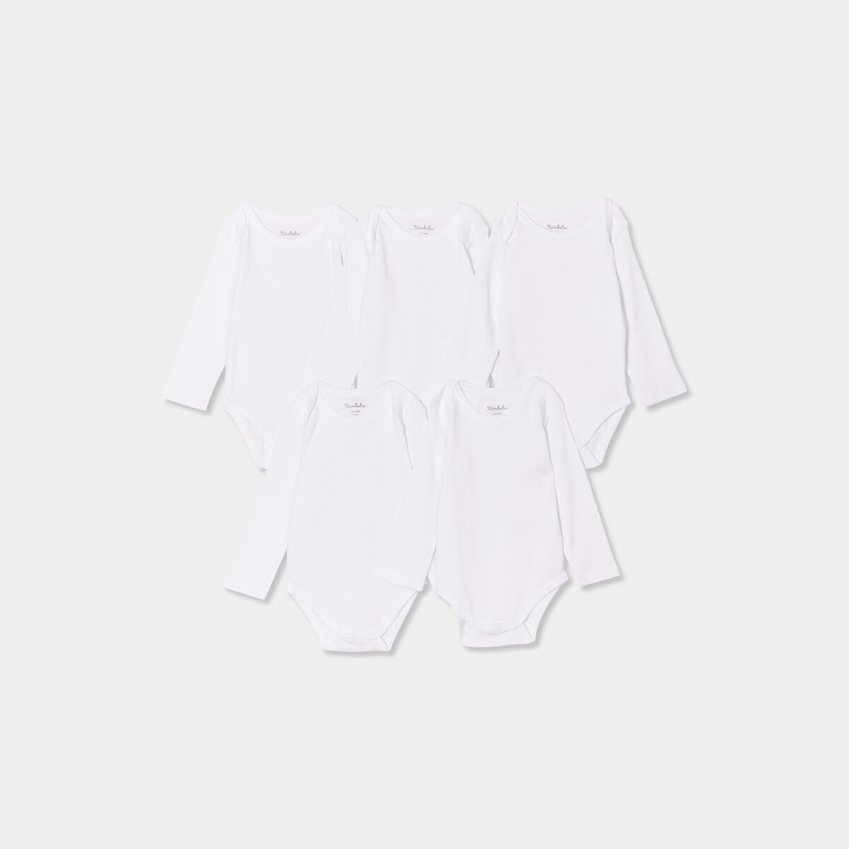 Lot 5 bodies US manches longues coton blanc bébé