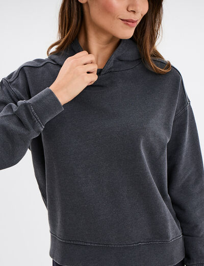 Sweat à capuche hoodie coton gris foncé femme