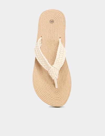 Tongs de plage détails tressés sable femme