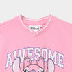 T-shirt col en V coton Stitch rose fluo fille