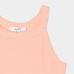 Débardeur côtelé col rond coton rose saumon fille
