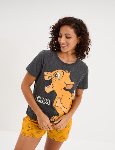 Ensemble pyjama short Le Roi lion Simba gris fonc&eacute; femme
