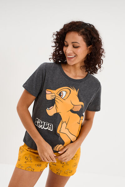 Ensemble pyjama short Le Roi lion Simba gris fonc&eacute; femme