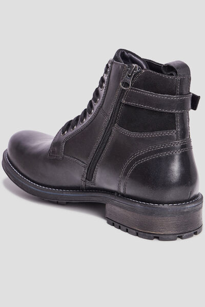 Bottines zippées en cuir Benjam noir homme