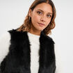 Veste fausse fourrure sans manches noir femme