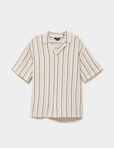 Chemise coton col cubain manches courtes ivoire homme