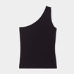 Débardeur asymétrique côtelé noir femme