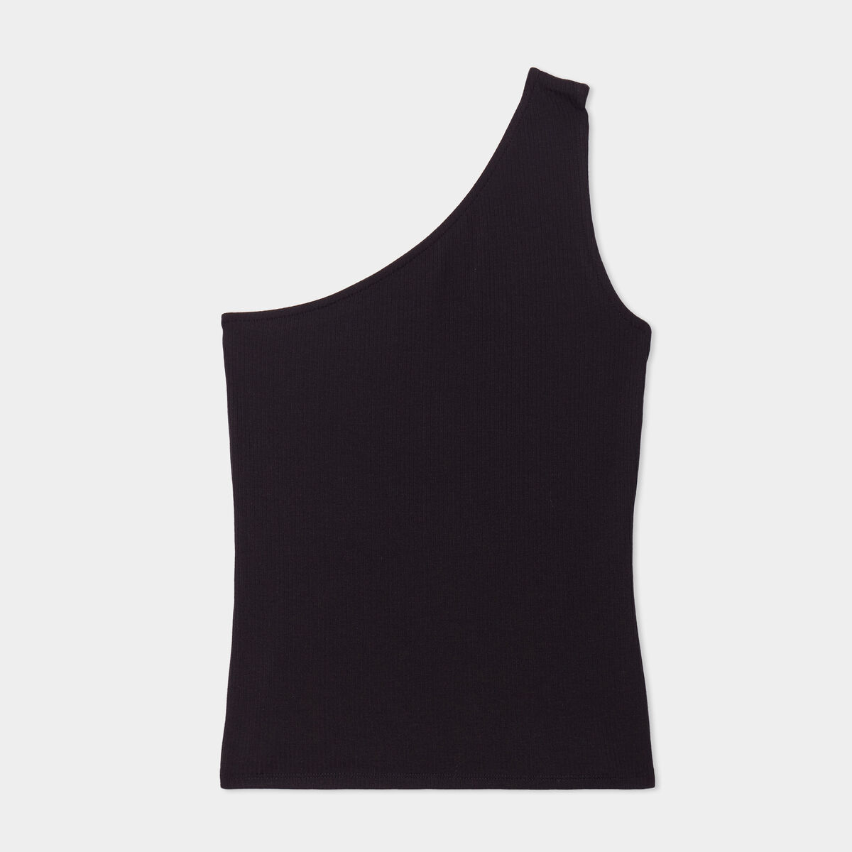 Débardeur asymétrique côtelé noir femme