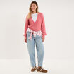 Gilet col en V manches longues ballon vieux rose femme