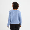 Pull col en V manches longues bleu ciel femme