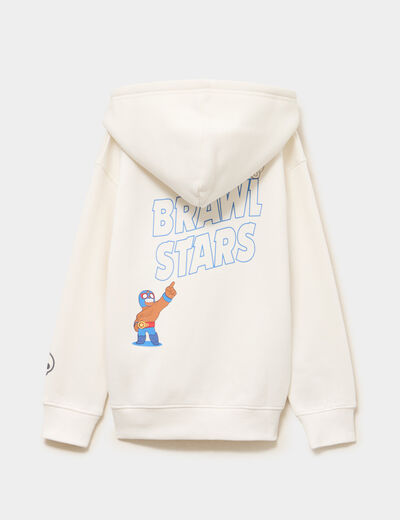 Sweat hoodie 1 poche Brawl Stars blanc gar&ccedil;on