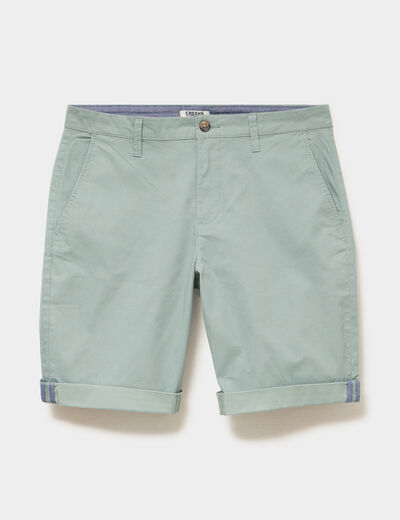 Bermuda short chino droit coton stretch vert olive homme