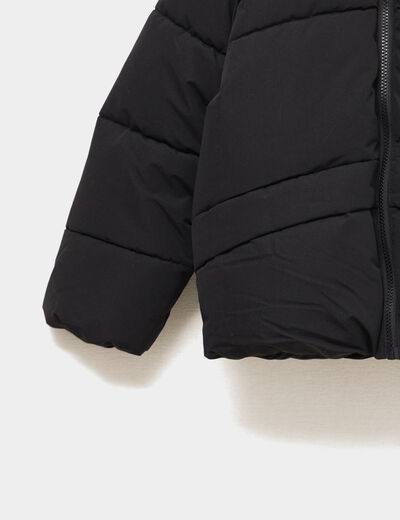 Doudoune chaude &agrave; capuche noir fille