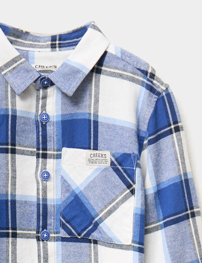 Chemise 1 poche manches longues coton bleu roi garçon