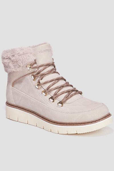 Bottines fourrées à lacets Trappeur taupe femme