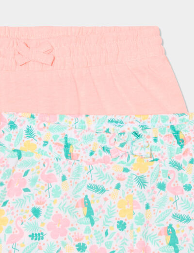 Lot 2 shorts taille élastiquée blanc bébé fille