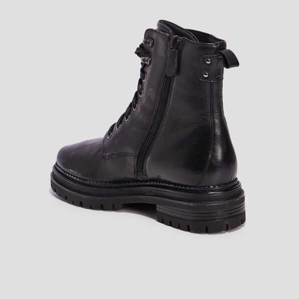bottines a lacets en cuir noir femme Bottines à lacets en cuir noir femme