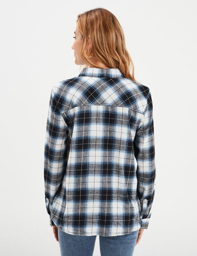 Chemise manches longues coton bleu femme