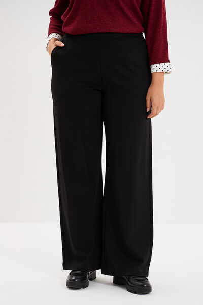 Pantalon large taille haute noir femme grande taille