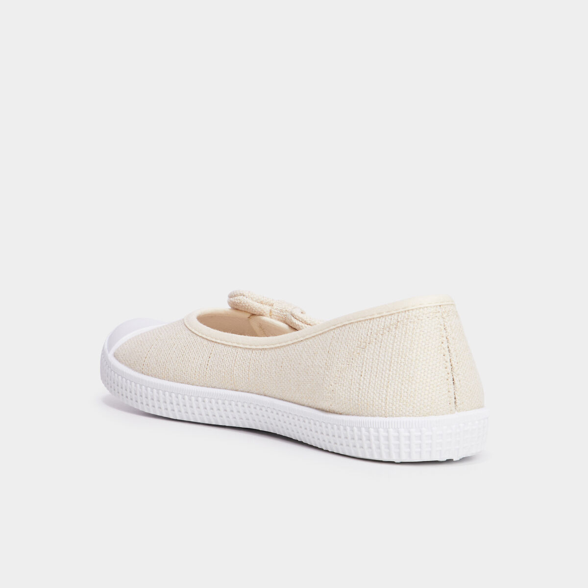 Ballerines en toile avec noeuds sable femme