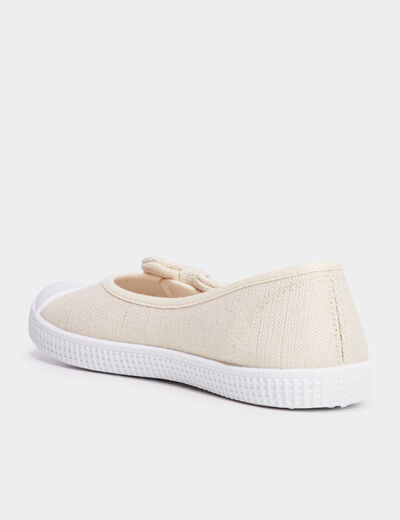 Ballerines en toile avec noeuds sable femme