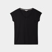 T-shirt col v poche poitrine Creeks noir femme