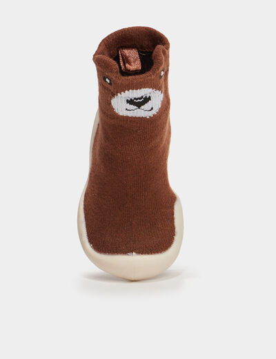 Chaussons chaussettes marron bébé garçon