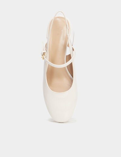 Ballerines &agrave; talons vernies blanc femme
